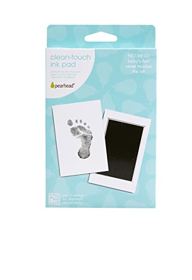 Photo 1 of Pearhead Newborn Baby Handprint or Footprint Clean-Touch Ink Pad Kit, Baby Print, Newborn Keepsake, Black
