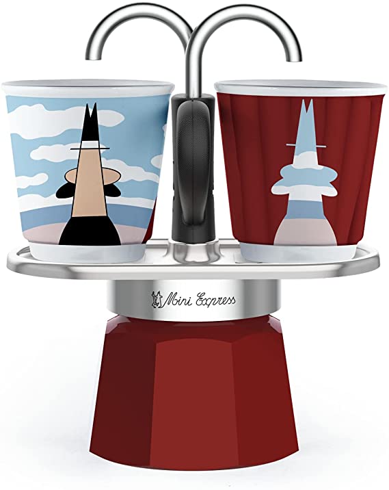 Photo 1 of Bialetti - Mini Express Magritte: Moka Set includes Coffee Maker 2-Cup (2.8 Oz), Red, Aluminium