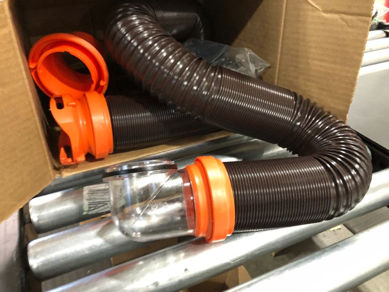 Photo 2 of 15ft RV Sewer Hose Kit, Includes Swivel Fitting and Translucent Elbow with 4-In-1 Dump Station Fitting, Storage Caps Included, Frustration-Free Packaging