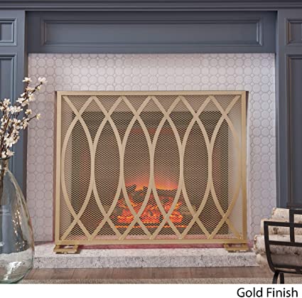 Photo 1 of Christopher Knight Home Junior Modern Single Panel Iron Firescreen, Gold Finish
