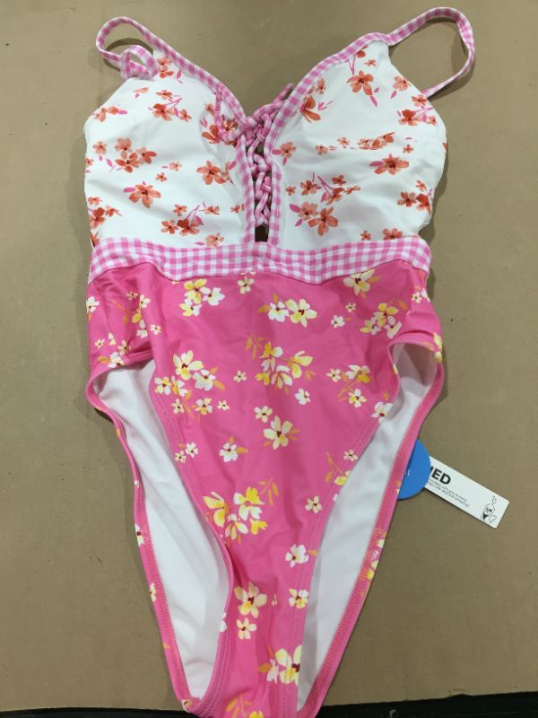 Photo 1 of Cupshe Pink and White 1 Piece Bikini Suit S