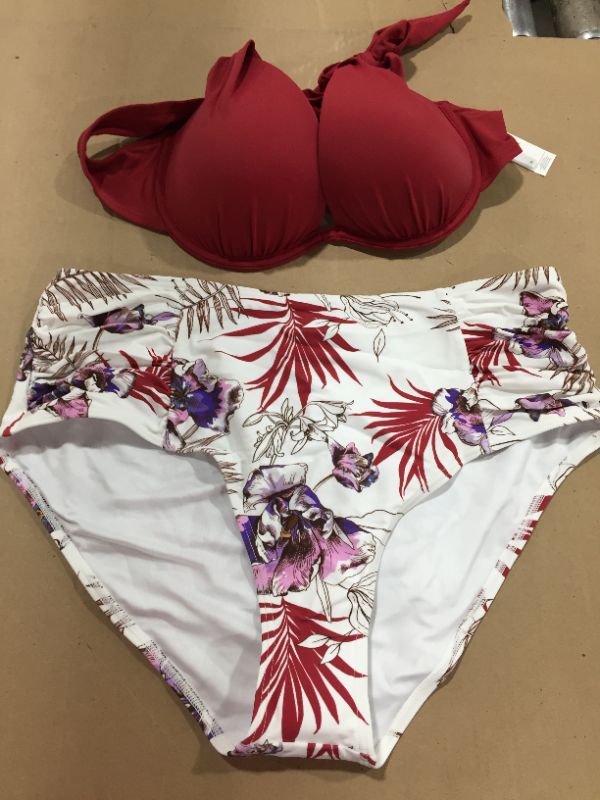 Photo 2 of Charmed Romance Halter Bikini Top & Shirring Bikini Bottom Set XL