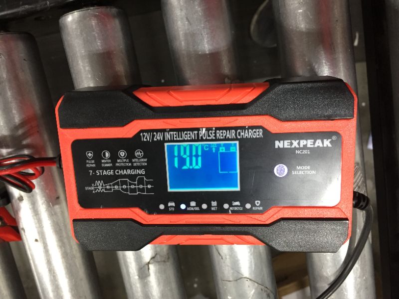 Photo 2 of 10-Amp 12V Car Battery Charger, 24 Volt 5A NEXPEAK Intelligent Automatic Battery Charger/Maintainer Trickle Charger with LCD Screen Pulse Repair Charger Pack for Cars, Boat, Motorcycle, Lawn Mower,etc
