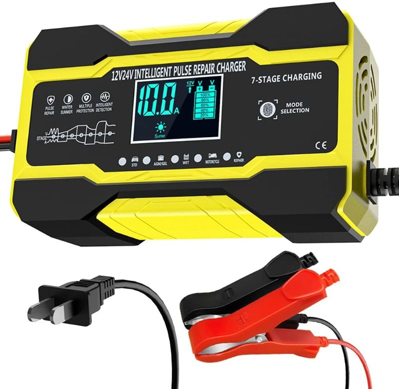Photo 1 of 10-Amp 12V Car Battery Charger, 24 Volt 5A NEXPEAK Intelligent Automatic Battery Charger/Maintainer Trickle Charger with LCD Screen Pulse Repair Charger Pack for Cars, Boat, Motorcycle, Lawn Mower,etc
