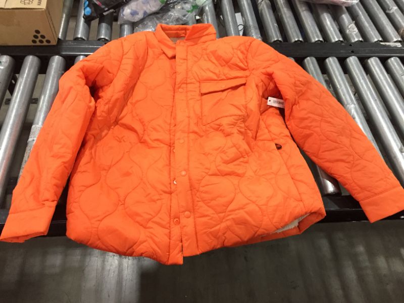 Photo 2 of Amazon Essentials Men's Water-Resistant Sherpa Lined Quilted Shirt Jacket, Orange, Large 
