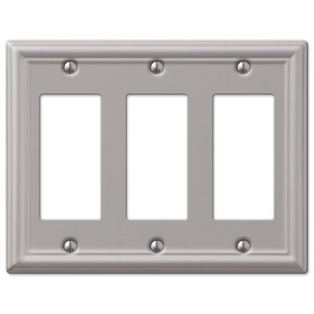 Photo 1 of Amerelle 149RRRBN Chelsea Wallplate, 3 Rocker GFCI, Steel, Brushed Nickel, 1-Pack
