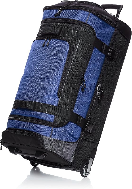 Photo 1 of Amazon Basics Ripstop Wheeled Duffel, 35 Inch - Blue
