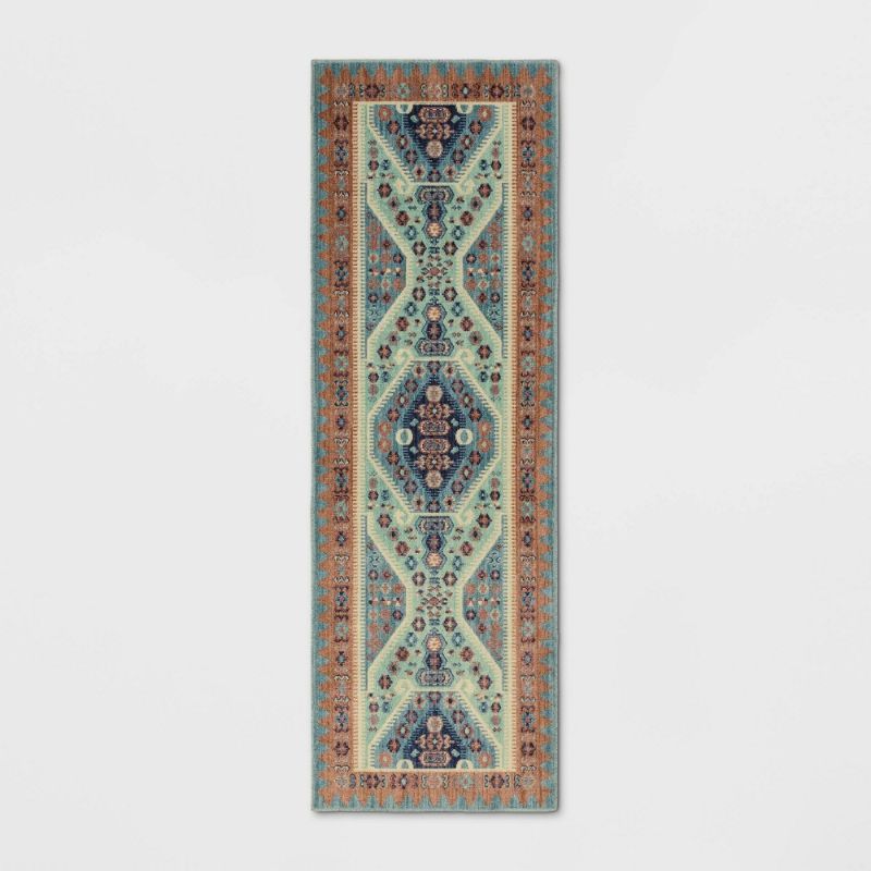 Photo 1 of 2'3"x7' Buttercup Diamond Vintage Persian Style Woven Runner Rug - Opalhouse™
