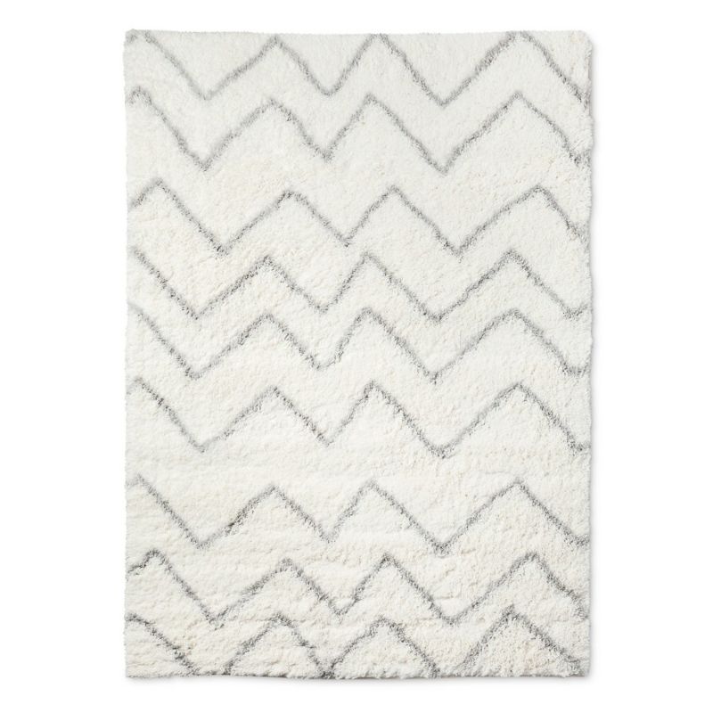 Photo 1 of 4'x5'6" Chevron Shag Area Rug Cream - Pillowfort™
