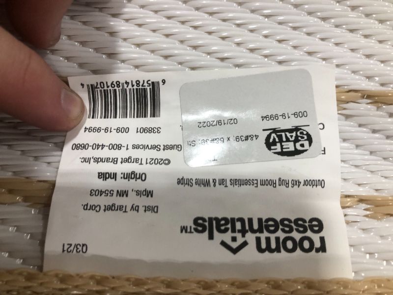 Photo 1 of 4' X 6' Striped Indoor/Outdoor Rug Tan/White - Room Essentials™
