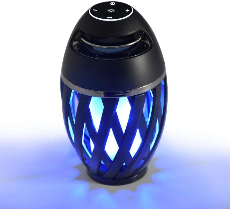 Photo 1 of LED Flame Speaker, Flame Atmosphere Outdoor Bluetooth Speaker with Stereo Enhanced Bass Sound, TWS Supported Portable Wireless Speaker, LED Blue Flickers Table Lamp BT4.2 for iPhone Ipad Android

