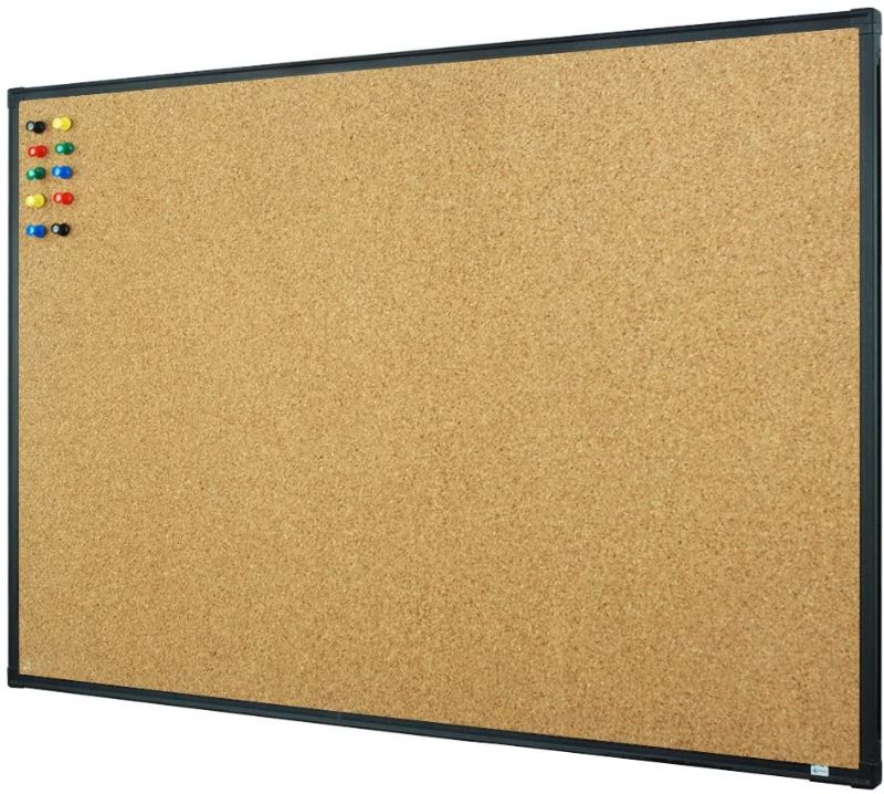 Photo 1 of Cork Board Bulletin Board| Wall-Mounted Double Sided Corkboard 36" x 24", Black Aluminum Framed Message Presentation Notice Board 3 x 2 Feet
