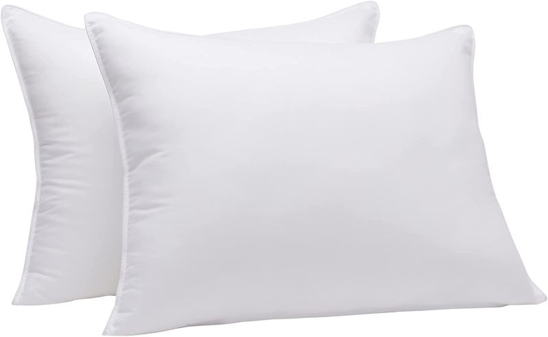 Photo 1 of Amazon Basics Down-Alternative Pillows, Soft Density for Stomach and Back Sleepers - Standard (Pack of 2), White

