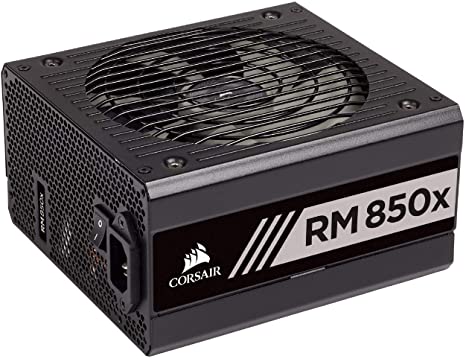 Photo 1 of Corsair RMX Series, RM850x, 850 Watt, 80+ Gold Certified, Fully Modular Power Supply (Low Noise, Zero RPM Fan Mode, 105°C Capacitors, Fully Modular Cables, Compact Size) Black