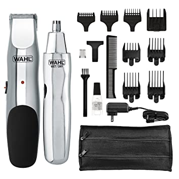 Photo 1 of Wahl Groomsman Rechargeable Beard Trimming kit for Mustaches, Nose Hair, and Light Detailing and Grooming with Bonus Wet/Dry Electric Nose Trimmer – Model 5622
