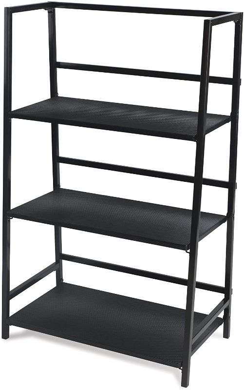 Photo 1 of Atlantic 3 Tier Folding Shelf - Sturdy Tubular Design, Folds for Easy Storage PN38450335 in Black
