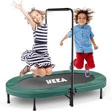 Photo 1 of HEKA Mini Trampoline for Kids and Adults, Rebounder Trampoline with Adjustable Handle, Foldable Exercise Trampoline for Indoor/Outdoor Garden Cardio, Parent-Child Twins Trampoline Max Load 220lbs
