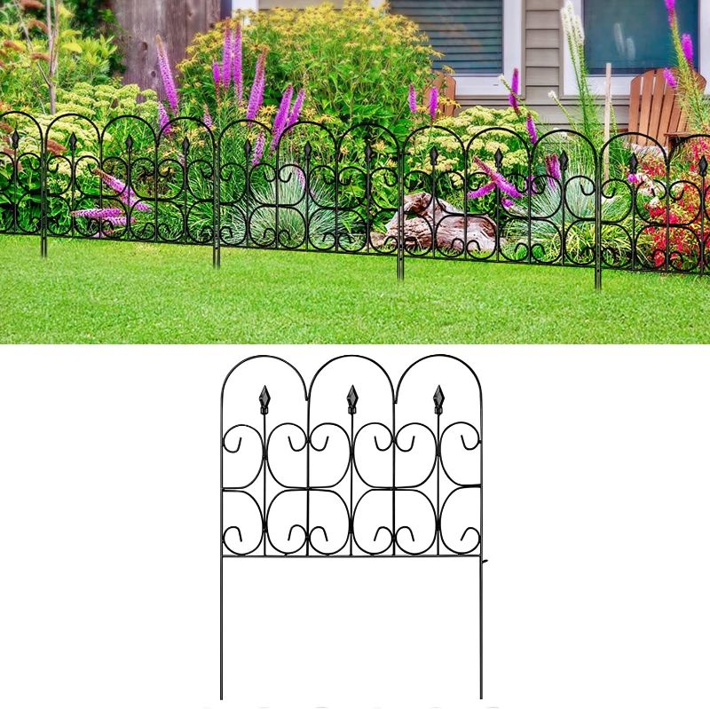 Photo 1 of Amagabeli Decorative Garden Fence Outdoor 24in x 10ft Black Coated Metal Rustproof Iron Wire Border Folding Patio Fences Flower Bed Fencing Barrier Section Panels Decor Picket Edging ET301
