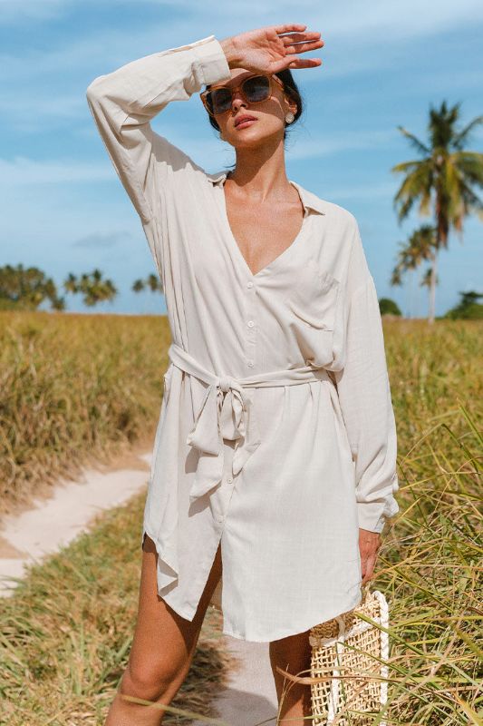 Photo 1 of Johanna Belted Button Front Shirt Kimono
