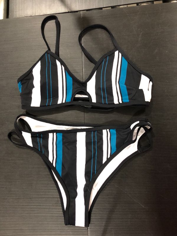 Photo 3 of Blue White And Black Striped Bikini [M]
