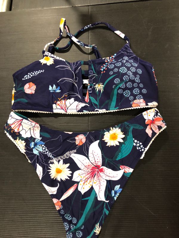 Photo 3 of Navy Floral Cutout Bikini [M]
