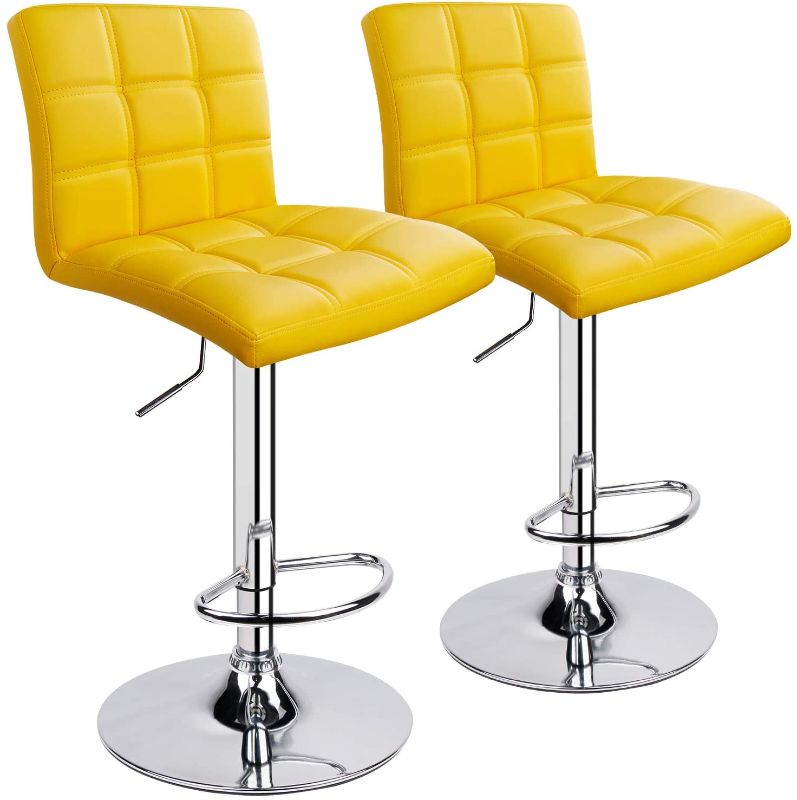 Photo 1 of Bar Stools Set of 2, Modern Adjustable Bar Stool with Back, Swivel Barstool (Yellow- Much more pastel than the stock photo)