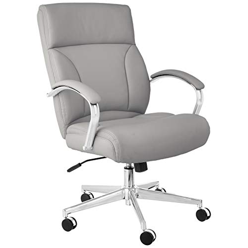 Photo 1 of Amazon Basics Modern Executive Chair, 275lb Capacity with Oversized Seat Cushion, Grey Bonded Leather