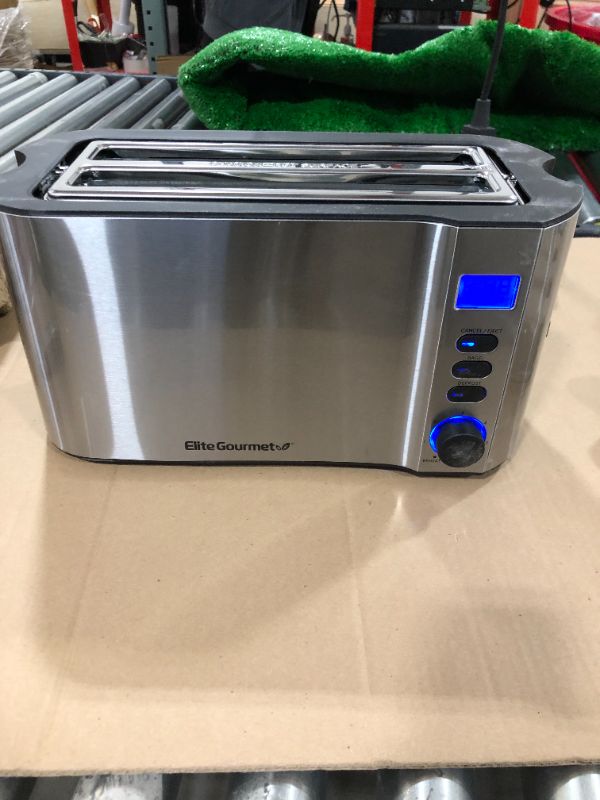 Photo 2 of Elite Gourmet by Maxi-Matic ECT-3100 Long Slot Toaster, Reheat, 6 Toast Settings, Defrost, Cancel Functions, Slide Out Crumb Tray, Extra Wide Slots for Bagels Waffles, 4 Slice, Stainless Steel & Black