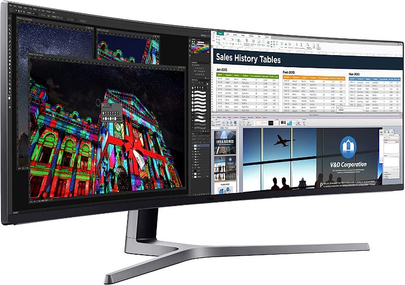 Photo 1 of SAMSUNG 49-Inch CHG90 144Hz Curved Gaming Monitor Super Ultrawide Screen QLED Computer Monitor, 