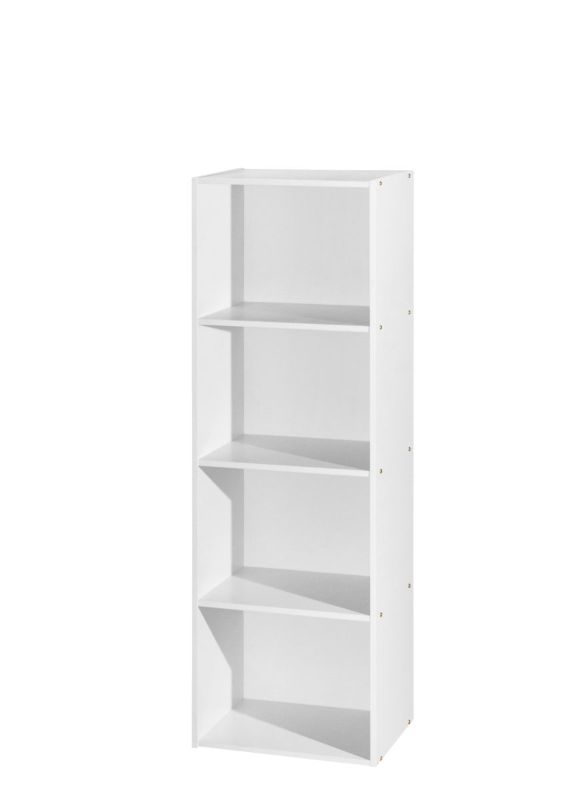 Photo 1 of Hodedah Four Shelf Multi-Purpose Wooden Bookcase in White