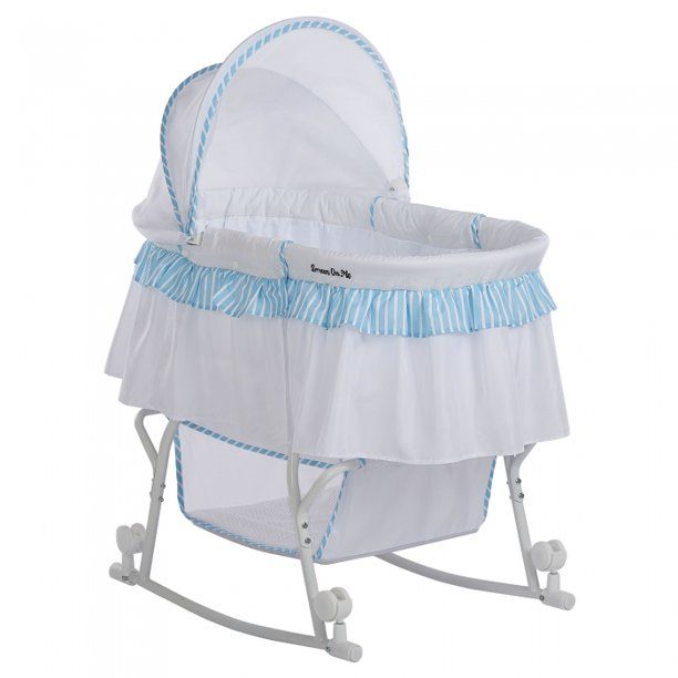 Photo 1 of Dream On Me Lacy Portable 2-in-1 Bassinet And Cradle, Blue/White