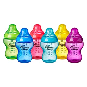 Photo 1 of Tommee Tippee Closer to Nature Fiesta Baby Feeding Bottles, Anti-Colic, Slow Flow, BPA-Free - 9 Ounces, Multi-colored, 6 Pack