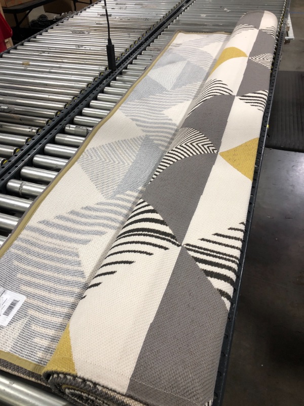 Photo 2 of Austin Tile Outdoor Rug Gray/Yellow - Project 62™ (Size: 7'X10')

