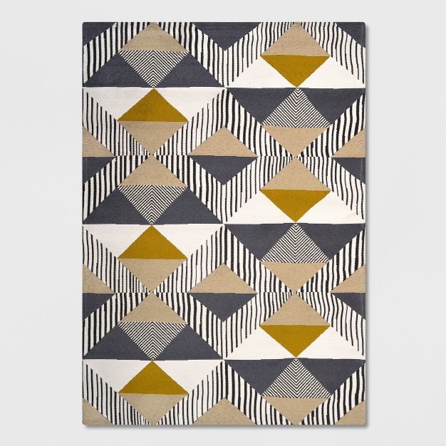 Photo 1 of Austin Tile Outdoor Rug Gray/Yellow - Project 62™ (Size: 7'X10')

