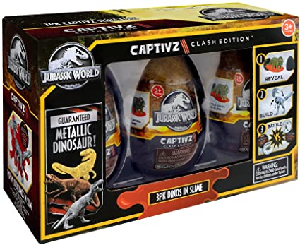 Photo 1 of Jurassic World CAPTIVZ Clash Edition Slime Egg - 3 Pack Dinos in Slime!
