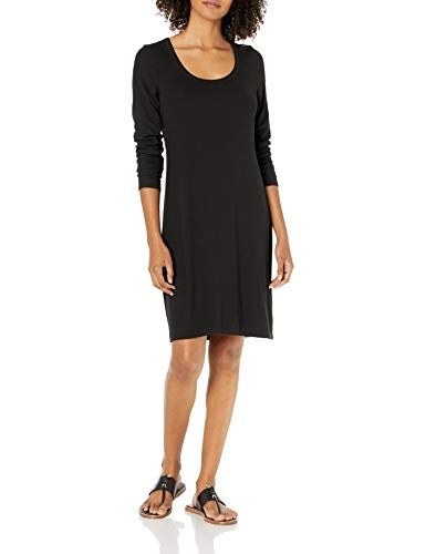 Photo 1 of Daily Ritual Women's Rayon Spandex Fine Rib Long-Sleeve Scoop Neck Dress [Size M]