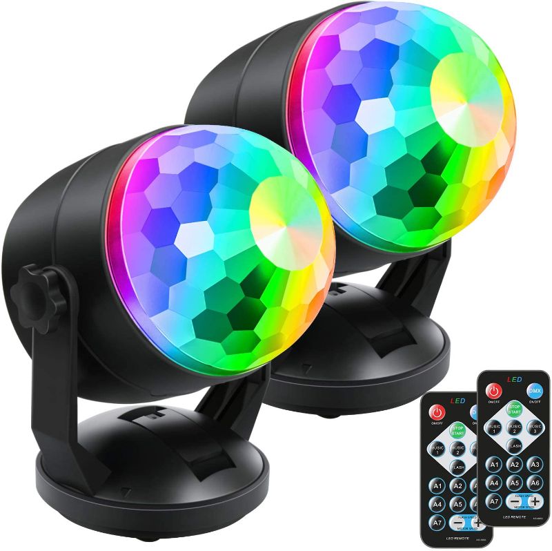 Photo 1 of [2-Pack] Portable Sound Activated Party Lights for Outdoor Indoor, Battery Powered/USB Plug in, Dj Lighting, Disco Ball
[ONLY 1 WORKS]
