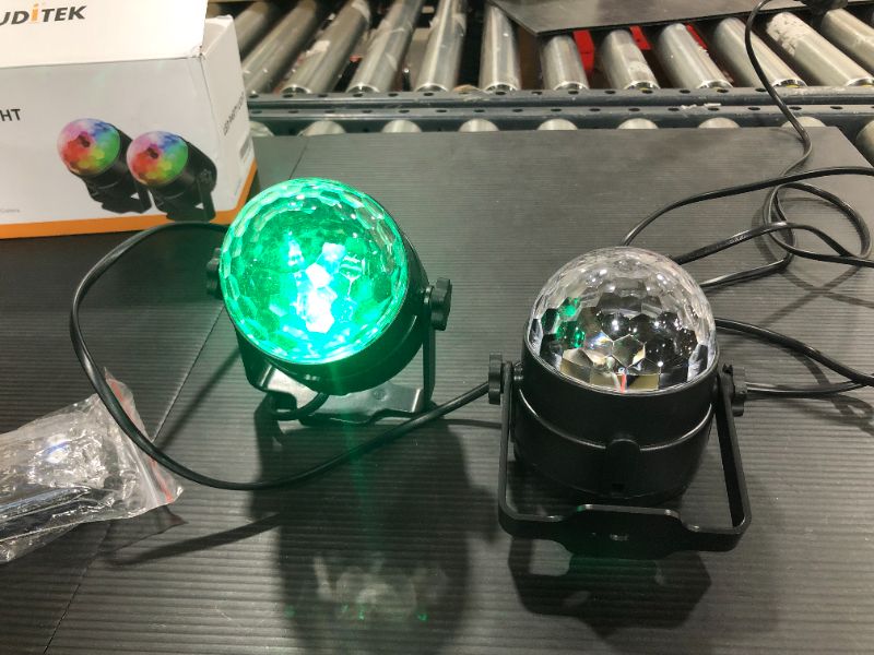 Photo 2 of [2-Pack] Portable Sound Activated Party Lights for Outdoor Indoor, Battery Powered/USB Plug in, Dj Lighting, Disco Ball
[ONLY 1 WORKS]