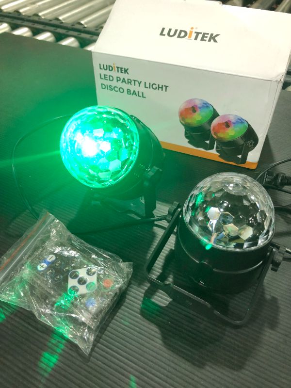 Photo 3 of [2-Pack] Portable Sound Activated Party Lights for Outdoor Indoor, Battery Powered/USB Plug in, Dj Lighting, Disco Ball
[ONLY 1 WORKS]