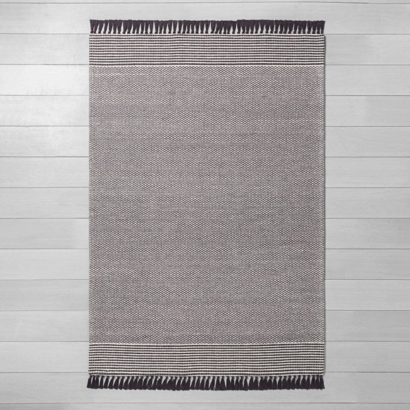 Photo 1 of 5' X 7' Textured Border Stripe Area Rug - Hearth & Hand™ with Magnolia