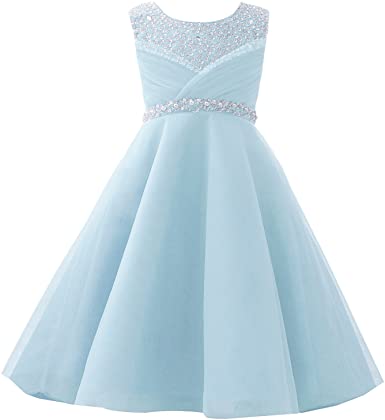 Photo 1 of Castle Fairy Girls' First Communion Organza Sequin Pearls Flower Girl Dress with Train [Size 12]