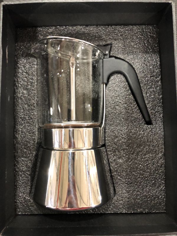 Photo 2 of 
GEESTA Premium Crystal Glass-Top Stovetop Espresso Moka Pot - 9 cup - Coffee Maker