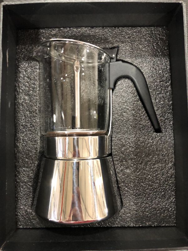 Photo 1 of 
GEESTA Premium Crystal Glass-Top Stovetop Espresso Moka Pot - 9 cup - Coffee Maker