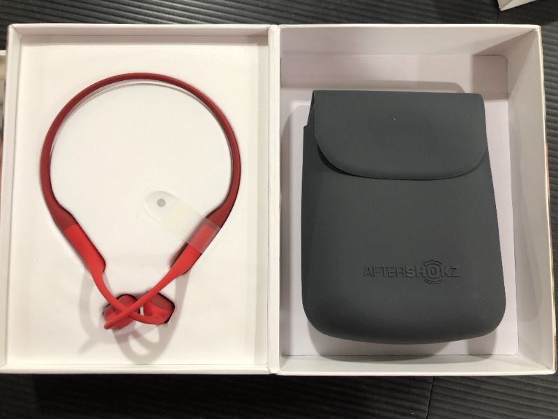 Photo 2 of AfterShokz Aeropex Wireless Bluetooth Bone Conduction Headphones, Solar Red