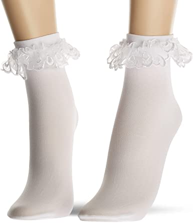 Photo 1 of Lace Ruffle Nylon Anklet Socks 4 Pack Toddlers