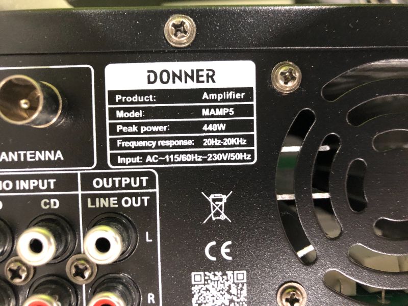 Photo 2 of Donner Bluetooth 5.0 Stereo Audio Amplifier Receiver, 4 Channel