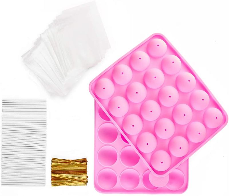 Photo 1 of 2Pack Cake Pop Maker Kit with 2 Silicone Mold Sets Paper Lollipop Sticks Bag and Twist Ties
