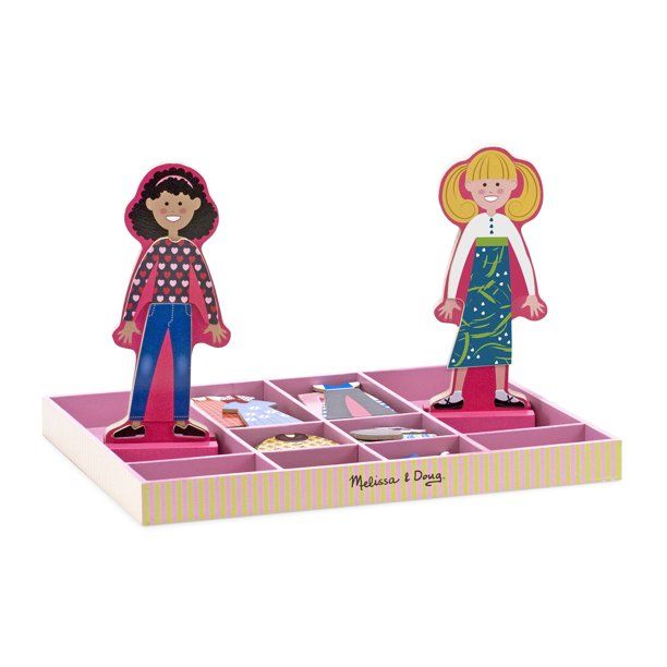 Photo 1 of Melissa & Doug Abby and Emma Deluxe Magnetic Wooden Dress-Up Dolls Play Set (55+ pcs)
