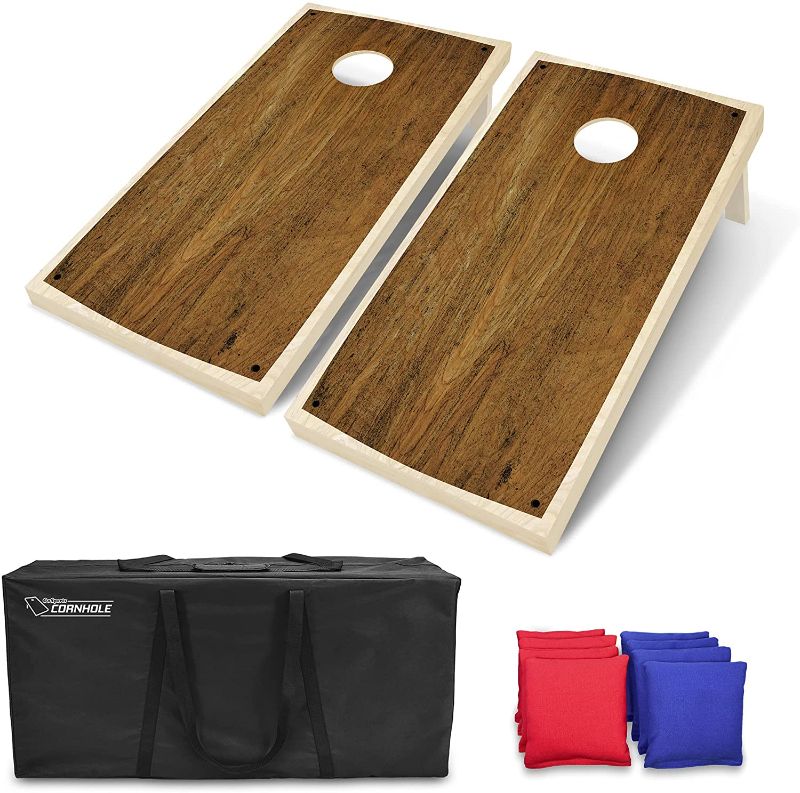 Photo 1 of GoSports 4'x2' Hardwood Design Cornhole Game Set - Includes Carrying Case - 48 X 24 in
