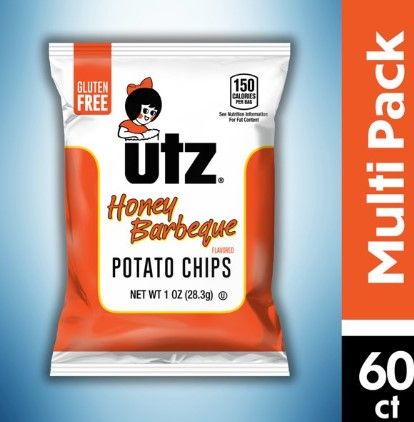 Photo 1 of 60 ct Vending Services Box 1 oz Utz Honey Barbeque Potato Chips
EXPIRED : 07/05/2021